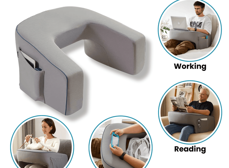 Grey U-shaped lap desk pillow