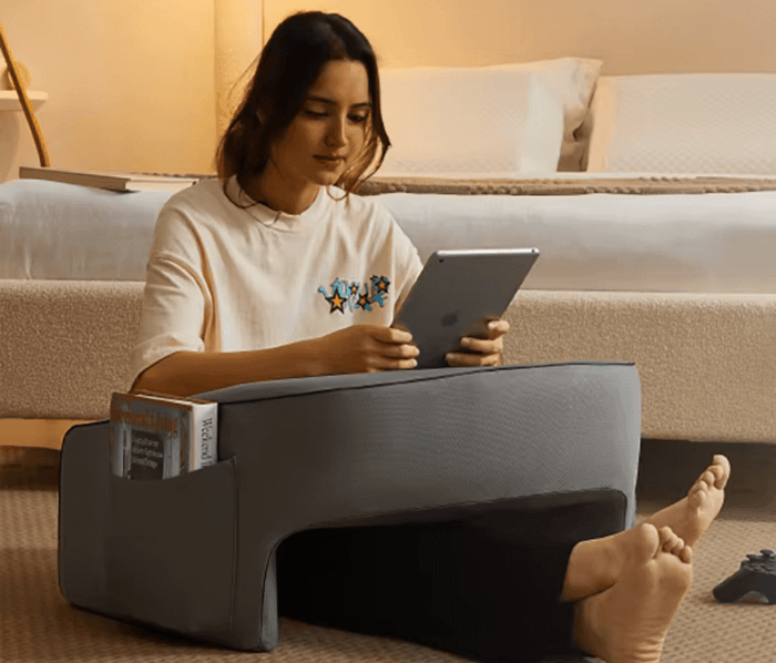 Floor: the Lap Desk Pillow in use